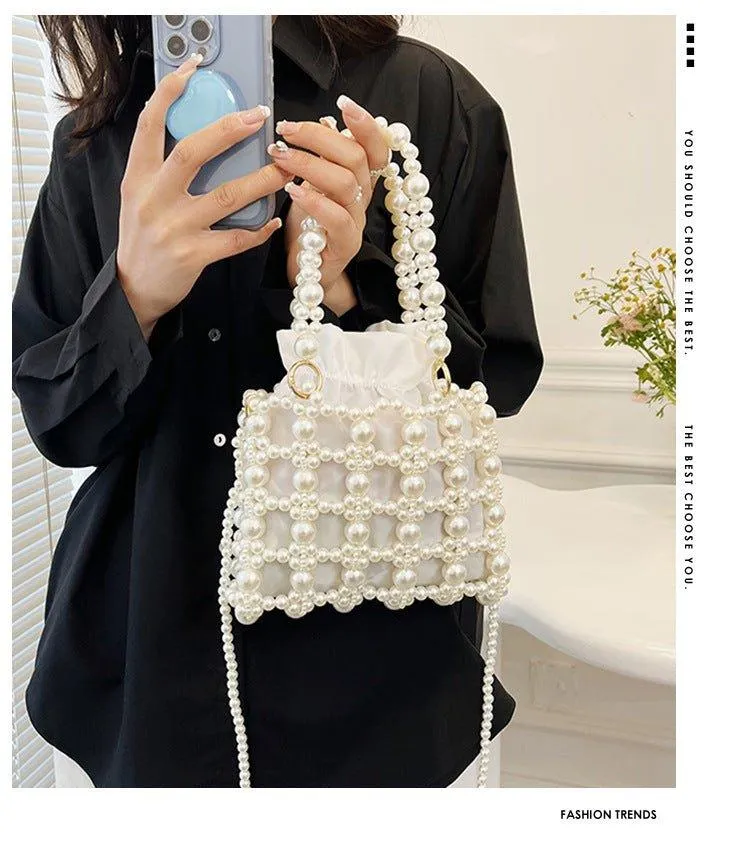 MAC125 Hollow Hand-woven Beaded Pearl Bag
