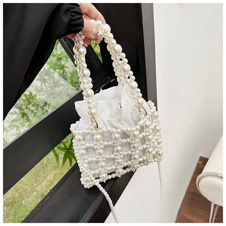MAC125 Hollow Hand-woven Beaded Pearl Bag