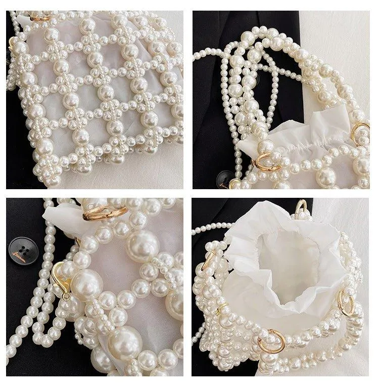 MAC125 Hollow Hand-woven Beaded Pearl Bag
