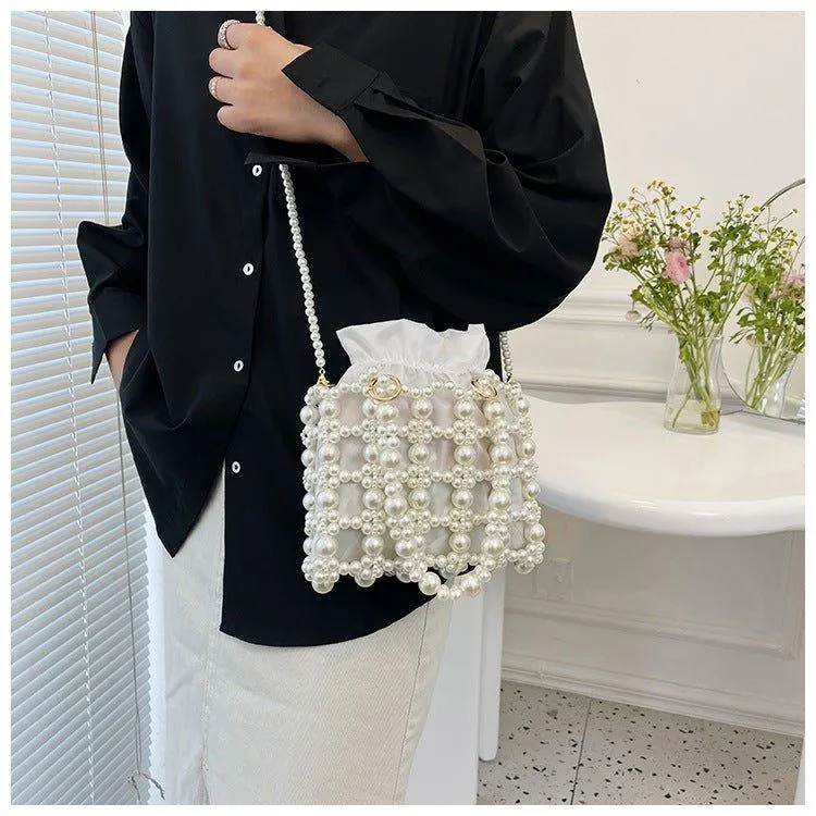 MAC125 Hollow Hand-woven Beaded Pearl Bag
