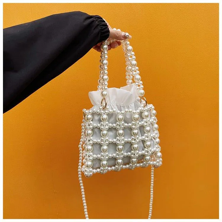 MAC125 Hollow Hand-woven Beaded Pearl Bag