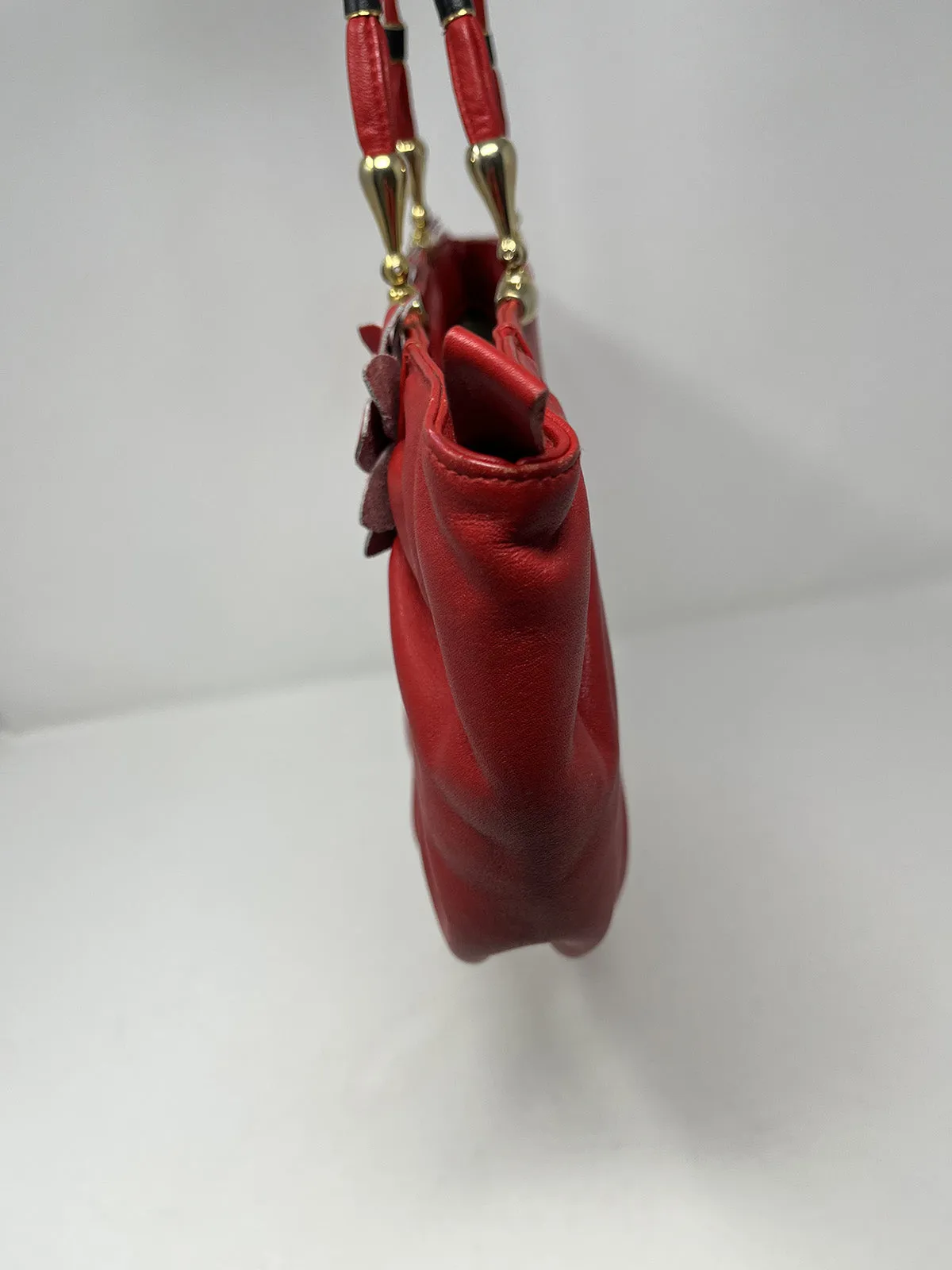 Vintage DP Red & Black Flower Shoulder Purse