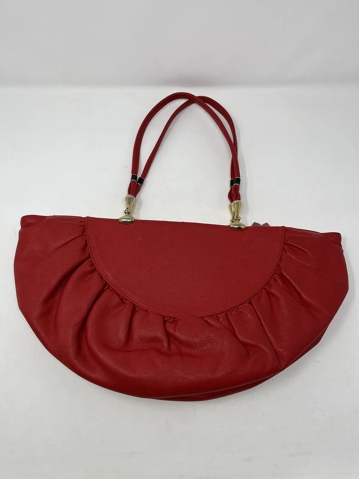 Vintage DP Red & Black Flower Shoulder Purse