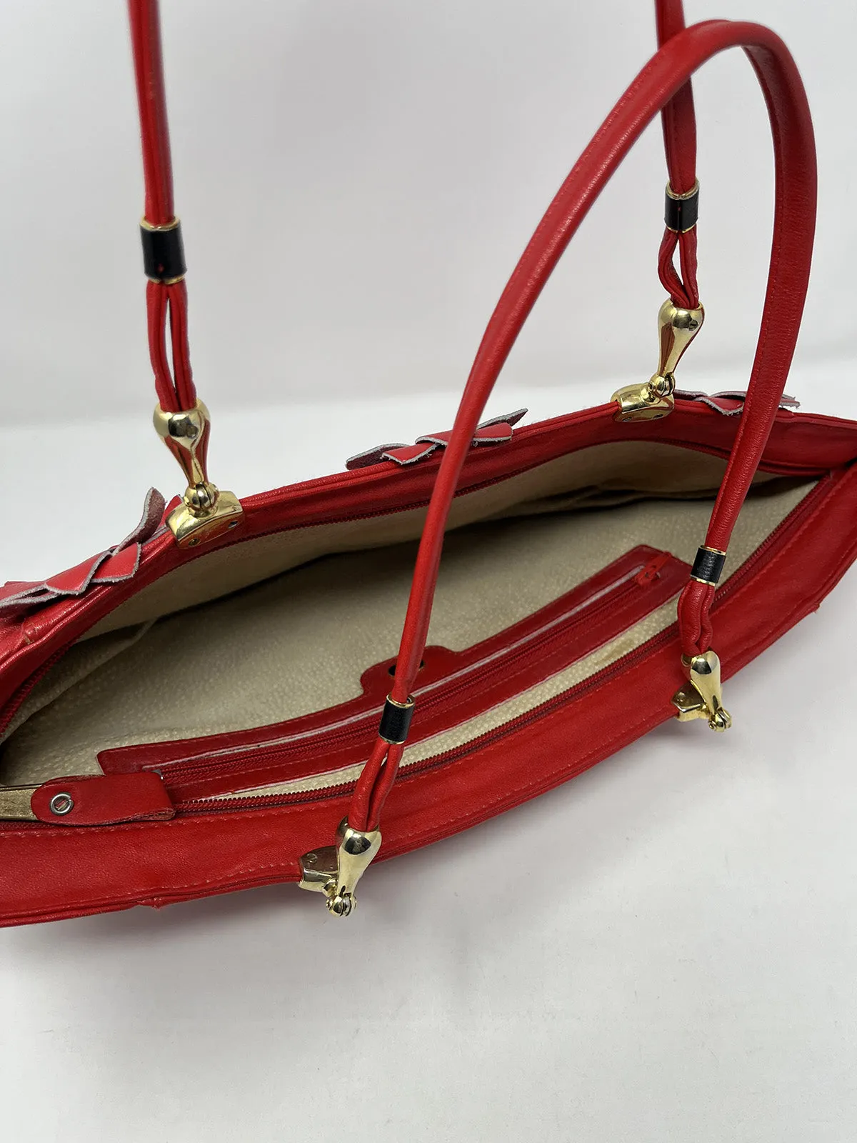 Vintage DP Red & Black Flower Shoulder Purse