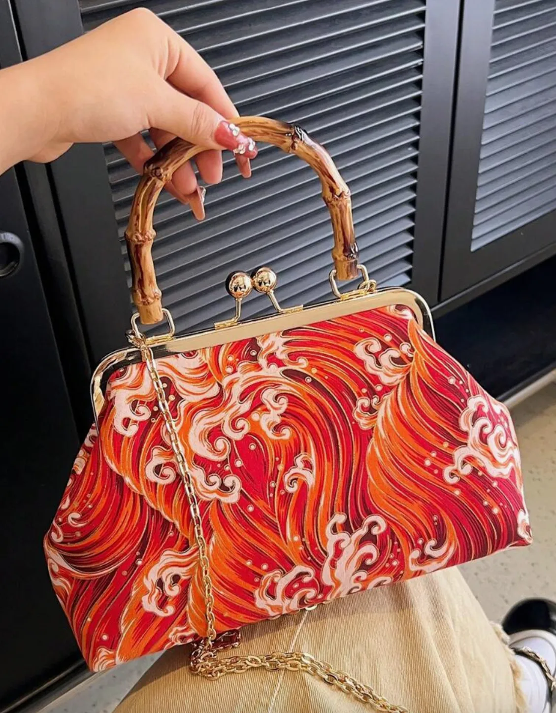 Volcano Bamboo Handle Purse