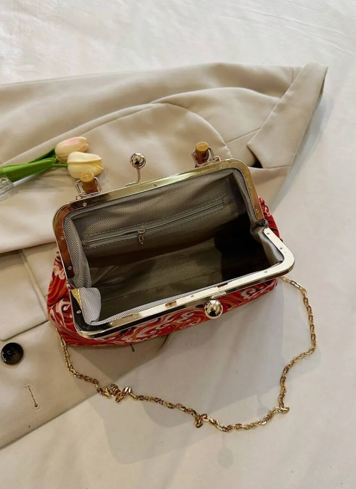 Volcano Bamboo Handle Purse